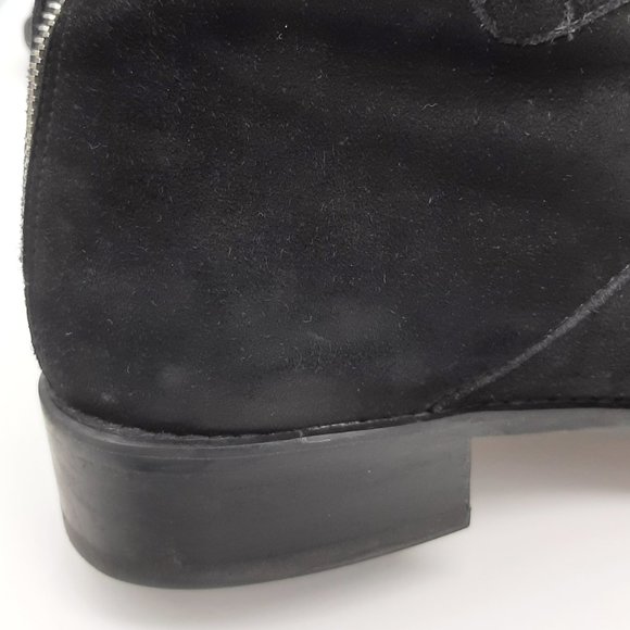 Stuart Weitzman Jitterbug Moto Black Suede Buckle Boots - Picture 15 of 16